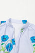 Floral Print Tie Neck Puff Sleeve Cotton Blouse