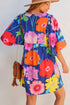 Floral Print Tie Neck Puff Sleeve Dress