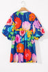 Floral Print Tie Neck Puff Sleeve Dress