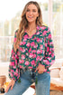 Floral Print Tie Neck Puff Sleeve Southern Belle Blouse