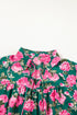 Floral Print Tie Neck Puff Sleeve Southern Belle Blouse