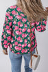 Floral Print Tie Neck Puff Sleeve Southern Belle Blouse