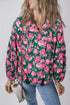 Floral Print Tie Neck Puff Sleeve Southern Belle Blouse