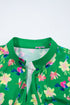 Floral Print Tie Split Neck Short Sleeve Woven Blouse