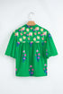 Floral Print Tie Split Neck Short Sleeve Woven Blouse