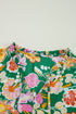 Floral Print Tied V Neck Long Sleeve Babydoll Blouse