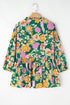 Floral Print Tied V Neck Long Sleeve Babydoll Blouse