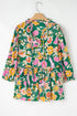 Floral Print Tied V Neck Long Sleeve Babydoll Blouse