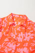 Floral Print Tiered Flutter Sleeve Collared Blouse