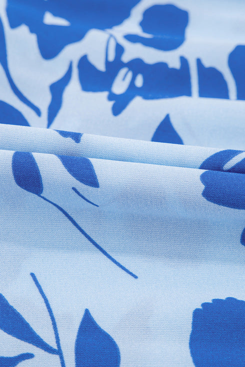 Floral Print Tiered Frilled Trim Flutter Sleeve Maxi Dress