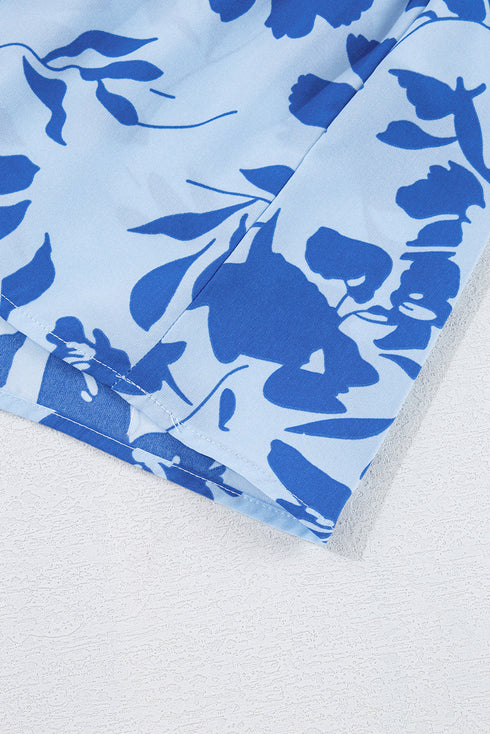 Floral Print Tiered Frilled Trim Flutter Sleeve Maxi Dress