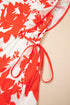 Floral Print Trimmed V Neck Ruffle Sleeve Maxi Dress