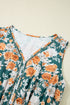 Floral Print Trimmed V Neck Tie Waist Sleeveless Holiday Long Dress