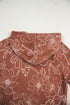 Floral Print Twisted Ribbed Drawstring Kangaroo Pocket Hoodie