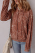 Floral Print Twisted Ribbed Drawstring Kangaroo Pocket Hoodie