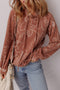 Floral Print Twisted Ribbed Drawstring Kangaroo Pocket Hoodie