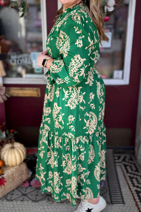 Floral Print V Neck A Line Southern Maxi Dress