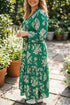 Floral Print V Neck A Line Southern Maxi Dress