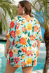 Floral Print V Neck Batwing Sleeve Blouse