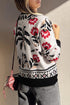 Floral Print V Neck Button Front Knit Cardigan