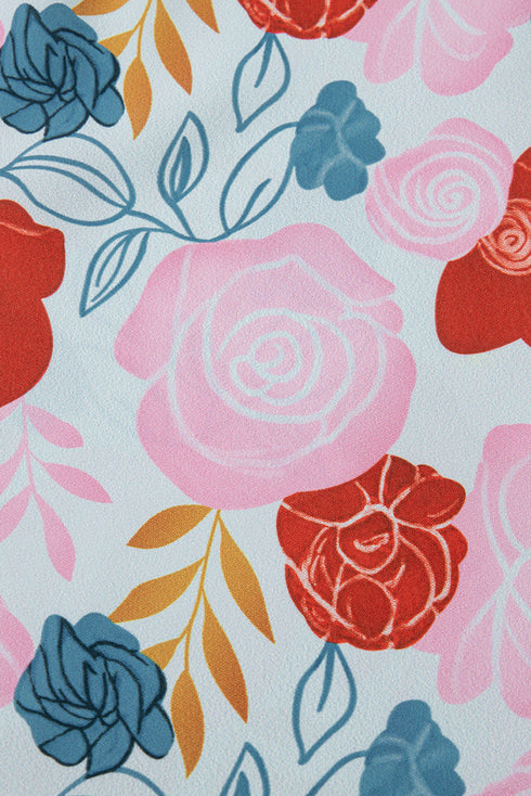 Floral Print V Neck Cami And Ruffled Shorts Lounge Set