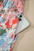 Floral Print V Neck Flutter Sleeve A Line Long Dress