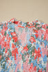 Floral Print V Neck Flutter Sleeve A Line Long Dress