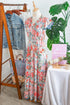Floral Print V Neck Flutter Sleeve A Line Long Dress