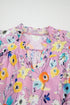 Floral Print V Neck Flutter Sleeve Woven Blouse
