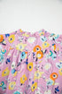 Floral Print V Neck Flutter Sleeve Woven Blouse