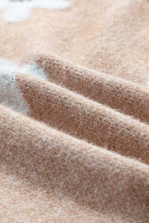 Floral Print V Neck Knitted Button up Cardigan