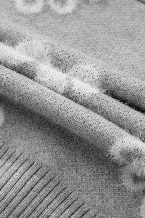 Floral Print V Neck Knitted Button up Cardigan