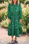 Floral Print V Neck Long Sleeve Shift Dress