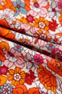 Floral Print V Neck Pleated Ruffle Short Sleeve Blouse