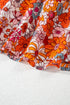Floral Print V Neck Pleated Ruffle Short Sleeve Blouse