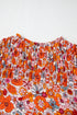 Floral Print V Neck Pleated Ruffle Short Sleeve Blouse