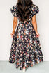 Floral Print V Neck Pleated Tiered Maxi Dress