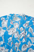 Floral Print V Neck Puff Sleeve Woven Blouse