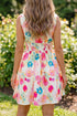 Floral Print V Neck Smocked Waist Flared Mini Dress