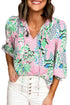Floral Print V Neck Tie Detail Long Sleeve Blouse