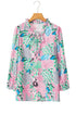Floral Print V Neck Tie Detail Long Sleeve Blouse