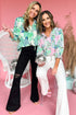 Floral Print V Neck Tie Detail Long Sleeve Blouse