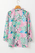Floral Print V Neck Tie Detail Long Sleeve Blouse