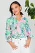 Floral Print V Neck Tie Detail Long Sleeve Blouse