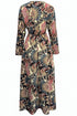 Floral Print V Neck Wrap High Waist Maxi Dress