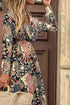Floral Print V Neck Wrap High Waist Maxi Dress