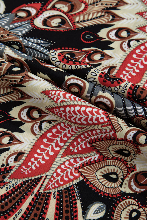 Floral Print V Neck Wrap High Waist Maxi Dress