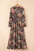 Floral Print V Neck Wrap High Waist Maxi Dress