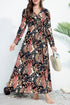Floral Print V Neck Wrap High Waist Maxi Dress