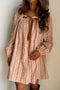 Floral Print Velvet Bow Lace Patchwork Long Sleeve Mini Dress